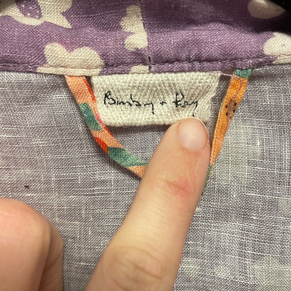 Bimby and Roy Purple Floral Linen Robe OS - Picture 2 of 4